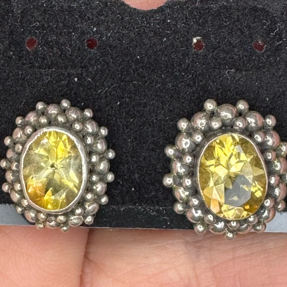 925 Citrine Popcorn Stud Earrings